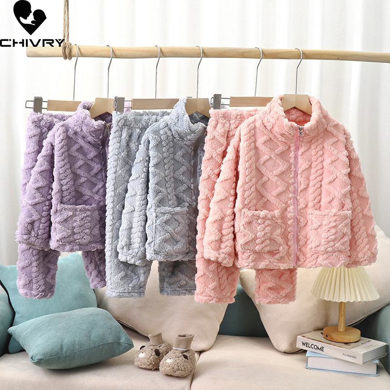 Winter Clothing Baby Boy - 子供用の厚いフランネルパジャマ,ジッパー付き,男の子と女の子用のパジャマ,幼児用パジャマ,冬用