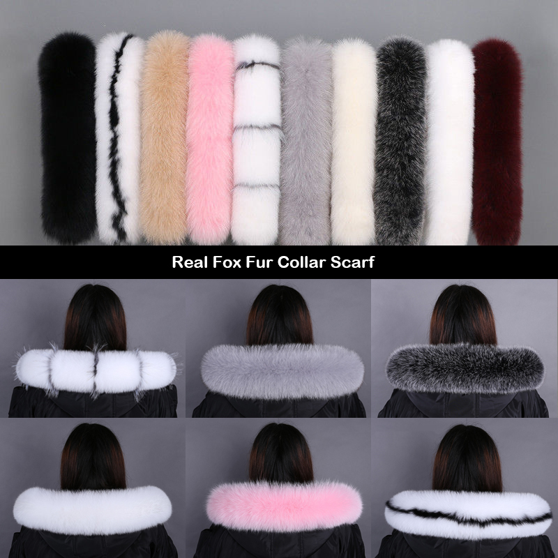 Winter Clothing Clearance Sale - 女性のための冬の毛皮のスカーフ,豪華な,冬の暖かいコート,フードのトリム,本物のキツネの毛皮の毛皮の襟の装飾スカーフ,100%