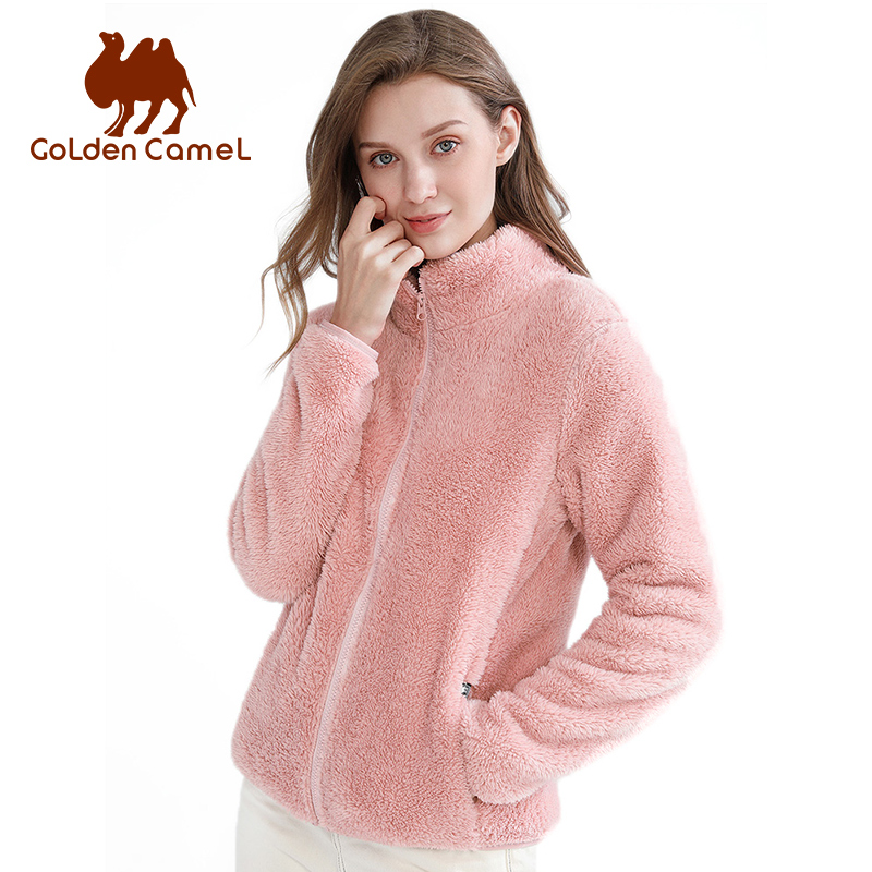 Winter Clothing Trends 2026 - ゴールデンキャメルフリースジャケットプラスフリース暖かい冬のジャケット女性のための 2026 新しい長袖シャツカーディガン屋外女性コート