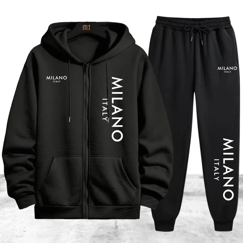 Quality Winter Clothing - 品質の高いメンズトラックスーツカジュアルジッパーフード付きスウェットシャツコートデイリースポーツジョギング男性服秋冬シングルトップスパンツ