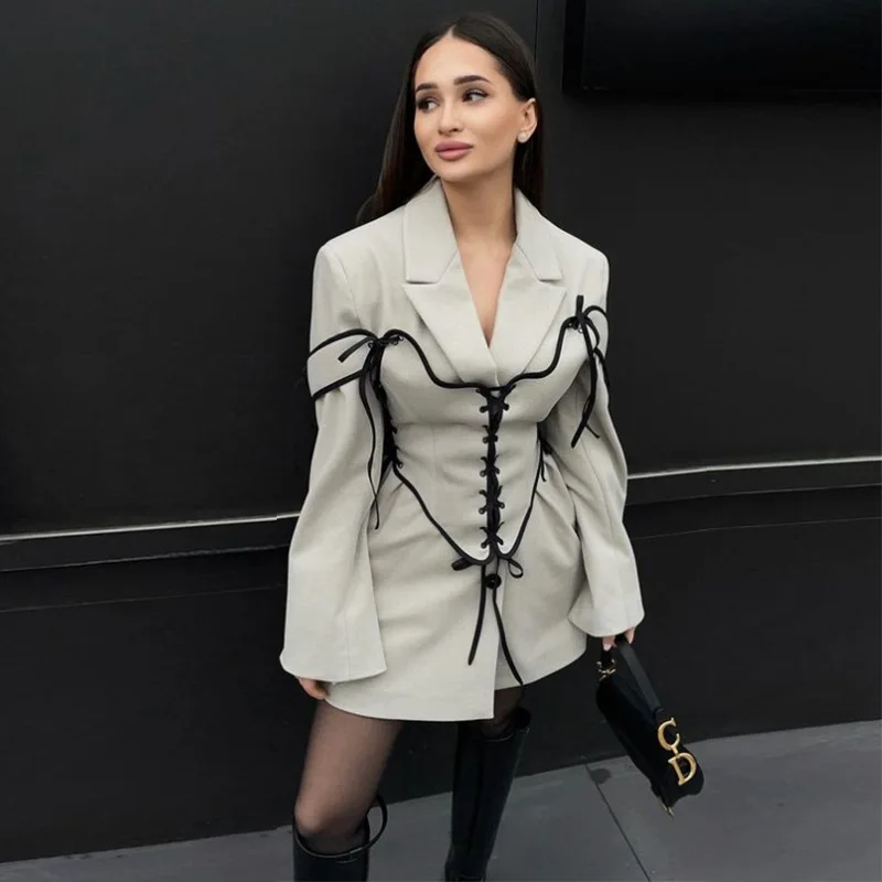 Winter Clothing Ladies - 女性用ミドル丈コートとコルセットドレスセット,長袖,ライン,スリムフィット,エレガントなスプライスコート,コートドレス,2ピースセット,秋