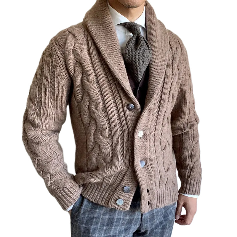 Winter Clothing Trends 2026 - 2026 秋冬新作ニットカーディガンメンズラペル長袖ツイストセータージャケット紳士服