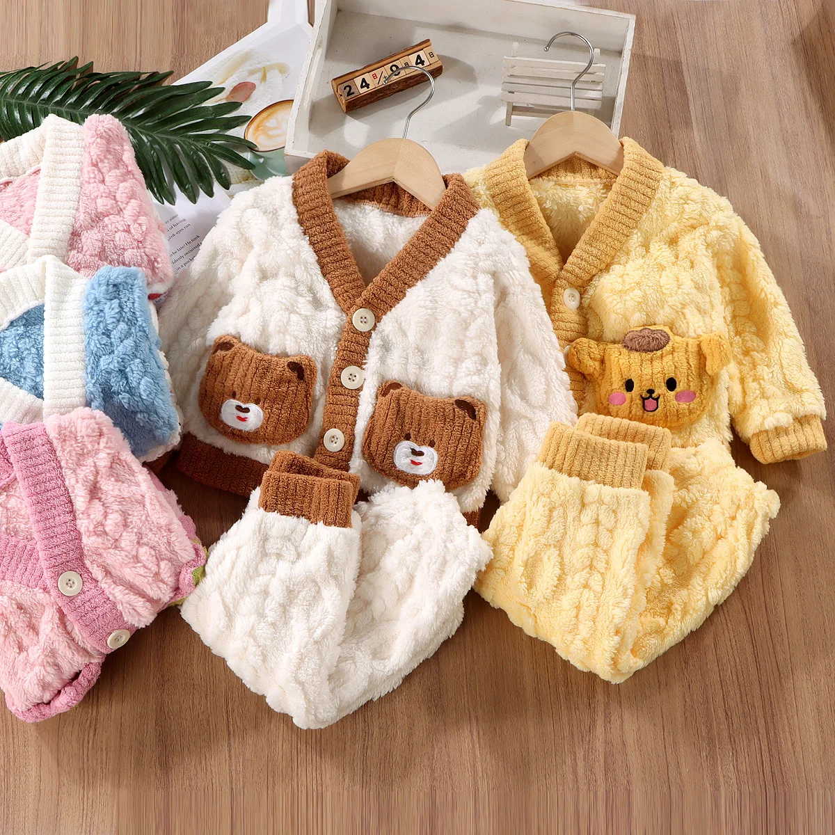Winter Clothing Baby Boy - 男の子と女の子のための漫画のパジャマ,柔らかいフランネルのパジャマ,カジュアル,厚手,かわいい,赤ちゃん,秋,冬,新しい