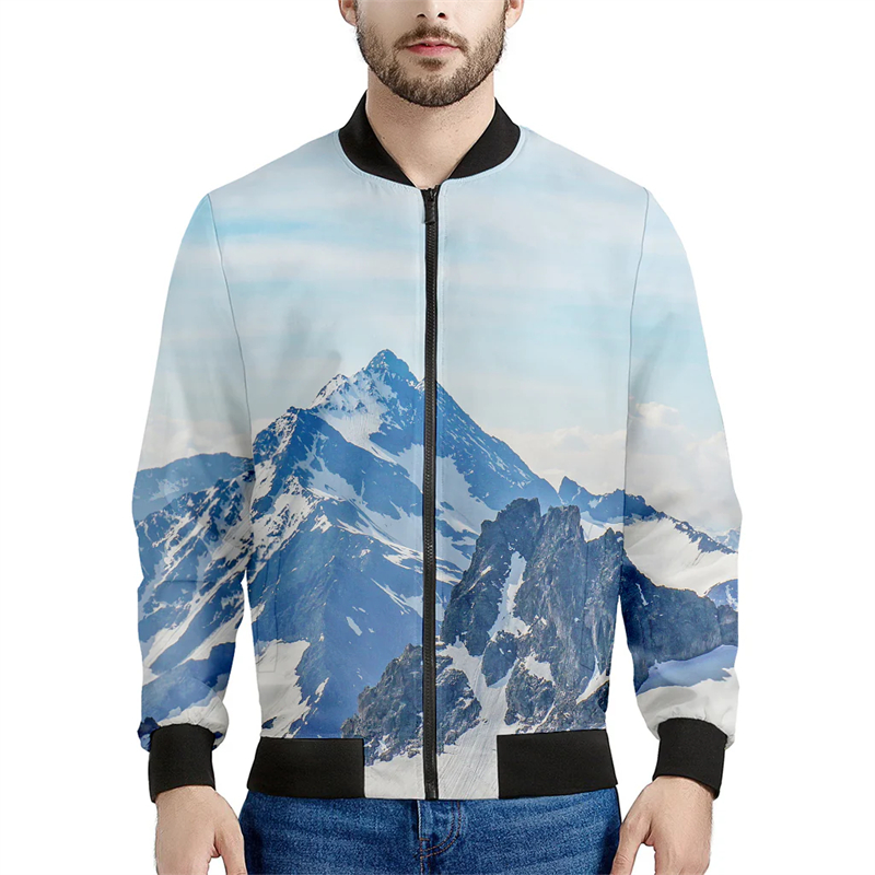 Quality Winter Clothing Bomber Jacket - 男性と女性のための3Dマウンテンプリントボンバージャケット,高品質のスウェットシャツ,トラックスーツ,男の子のコート,アウターウェア,新しい秋のファッション