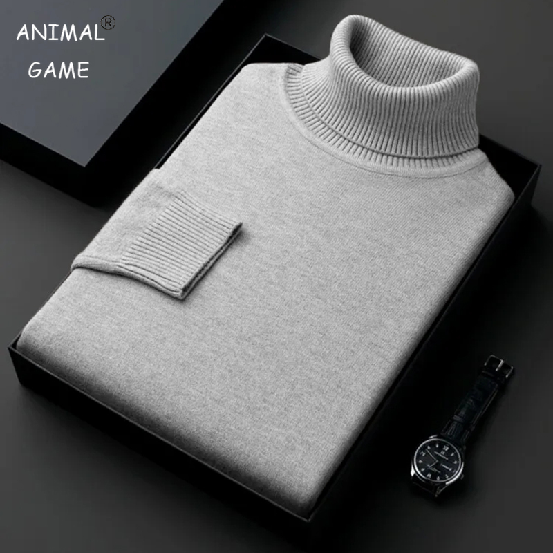 Quality Winter Clothing - スウェットメンズ抗ピリング高品質ニットタートルネックセータースリムフィット長袖プルオーバー無地トレンド男性服