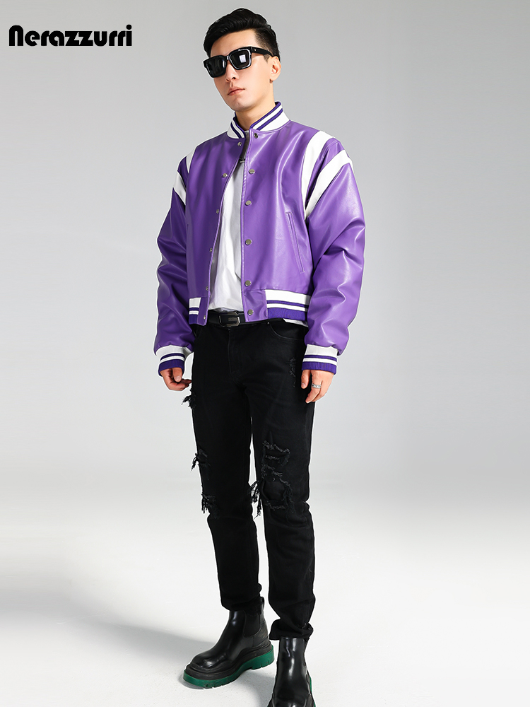 Quality Winter Clothing Bomber Jacket - Nerazzurri-メンズPUレザーボンバー、野球ジャケット、カラーブロック、ショート、ウォーム、ラグジュアリーウェア、クール、高品質、秋冬、2023
