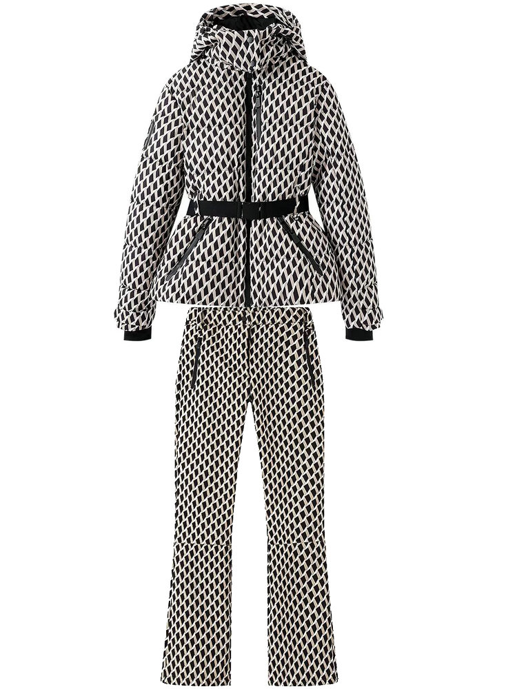 Winter Clothing Trends 2026 - 2026 女性の冬のフード付きパッド入りスポーツパーカーパンツ 2 個セットベルト女性のエレガントな暖かい防風スキーコートジャケットズボン