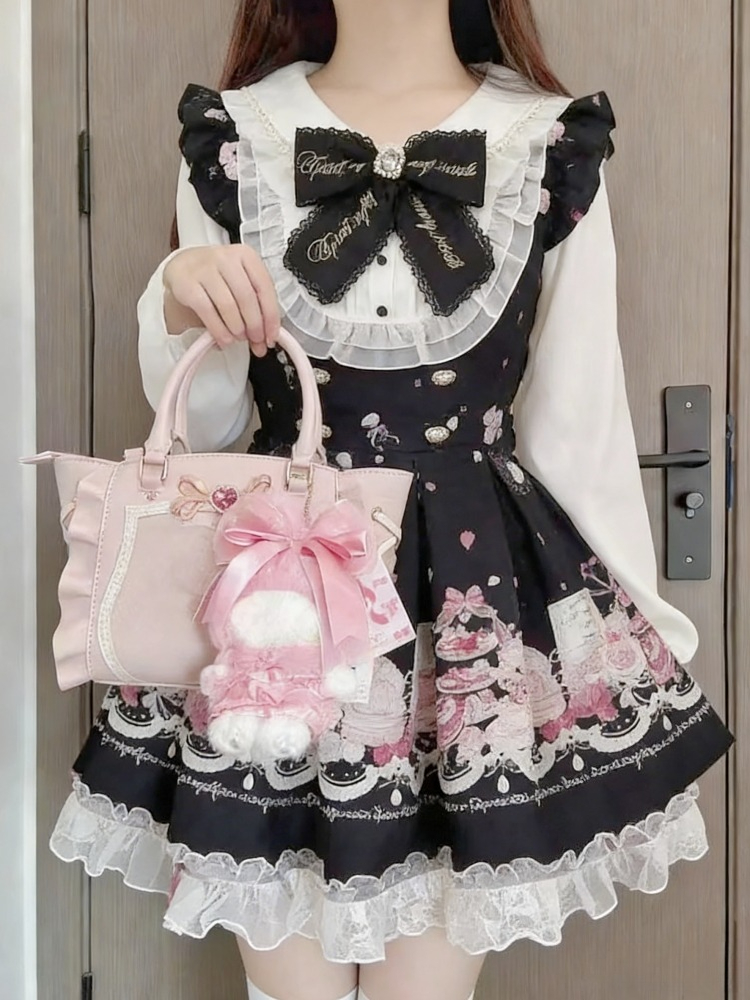 Winter Clothing Ladies - 日本 2 ピースドレスセット女性弓ドレスショーツセットロリータ甘い長袖チェック柄シャツドレスかわいいロリータ Y2k 衣装