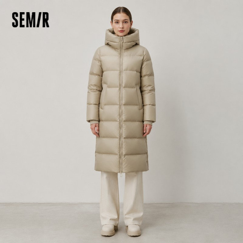 Winter Clothing Trends 2026 - セミールダウンジャケット女性ロング丈フード付きルーズ 2026 新しい冬グースダウン防水耐油汚れ防止女性冬パーカー