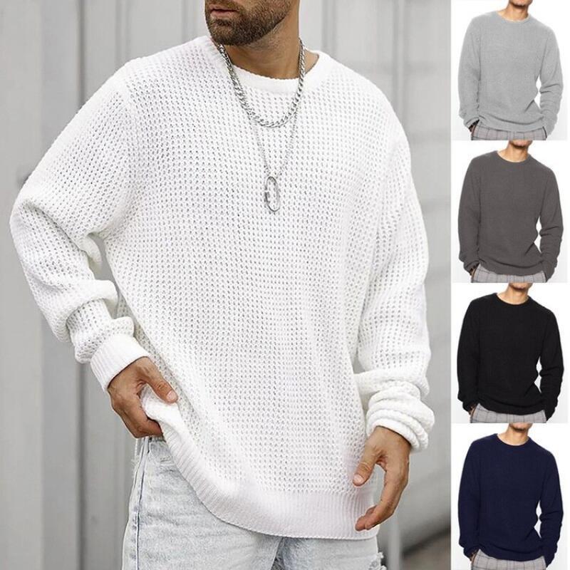 Winter Clothing Trends 2026 - 2026 男性ニットセーター春秋男性カジュアル暖かいプルオーバー男性無地ラウンドネックセーター男性ニット服