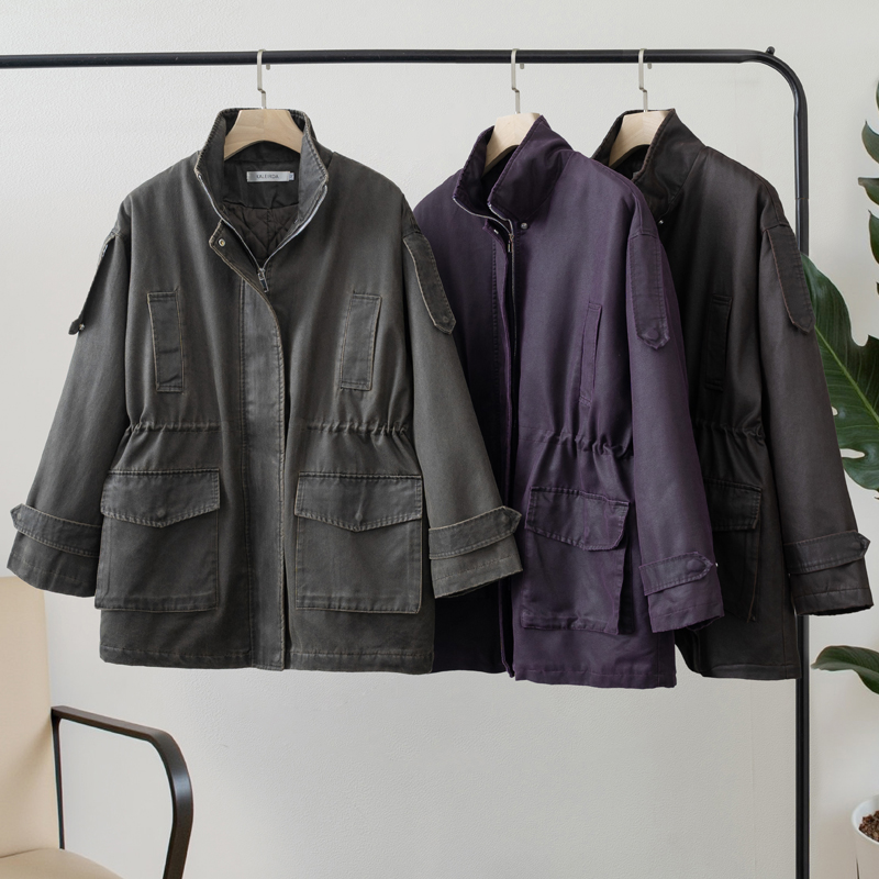 Winter Clothing Trends 2026 - 2026年女性用カジュアルヴィンテージユーティリティジャケット、ドローストリングウエスト付きスタイリッシュコート