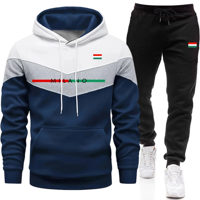 Winter Clothing Color - 高品質のトラックスーツ男性用カジュアルトリカラースプライススウェットシャツアウトドアスポーツジョギング服秋冬シングルパーカーパンツ