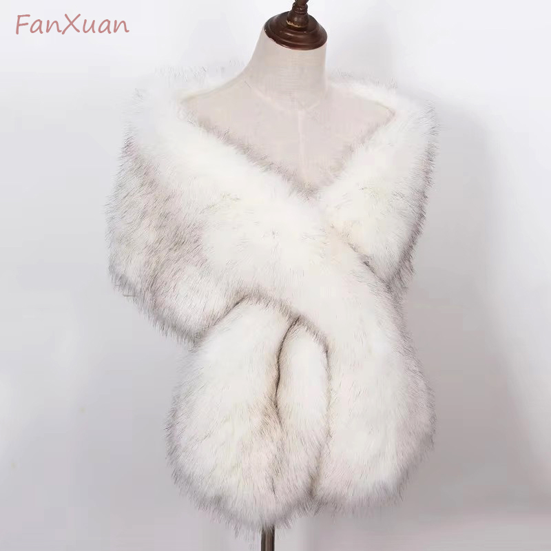 Winter Clothing Clearance Sale - フェイクフォックスファーラップ,女性用ロングパイペット,高級スカーフ,ケープ付きパーティードレス,ふわふわふわふわ,ポンチョ,ラージサイズ
