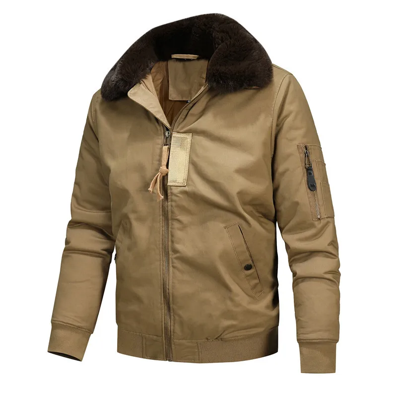 Quality Winter Clothing Bomber Jacket - メンズ冬用ボンバージャケット、フリース暖かいコート、男性用ファーカラーダウンジャケット、パーカー、高品質男性用コットン冬用ジャケット、衣料品
