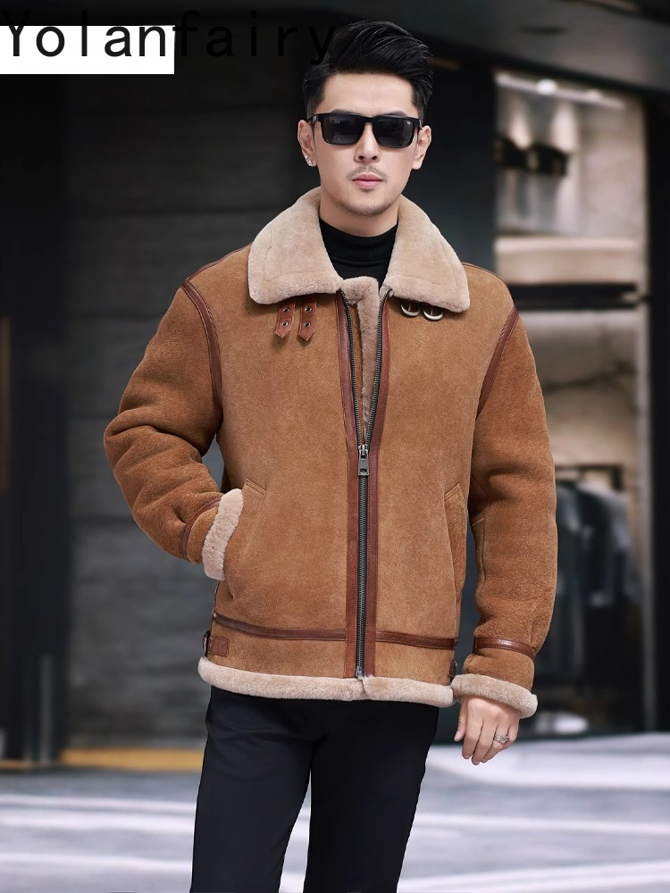 YOLANFAIRY 高品質本物の羊皮レザージャケット男性冬 - Quality Winter Clothing のレビューと価格