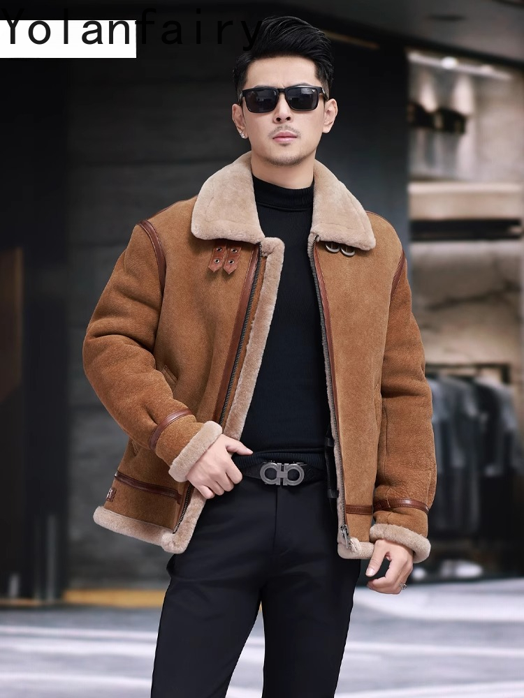 YOLANFAIRY 高品質本物の羊皮レザージャケット男性冬 - Quality Winter Clothing のレビューと価格