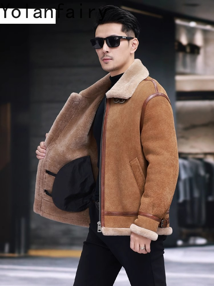 YOLANFAIRY 高品質本物の羊皮レザージャケット男性冬 - Quality Winter Clothing のレビューと価格