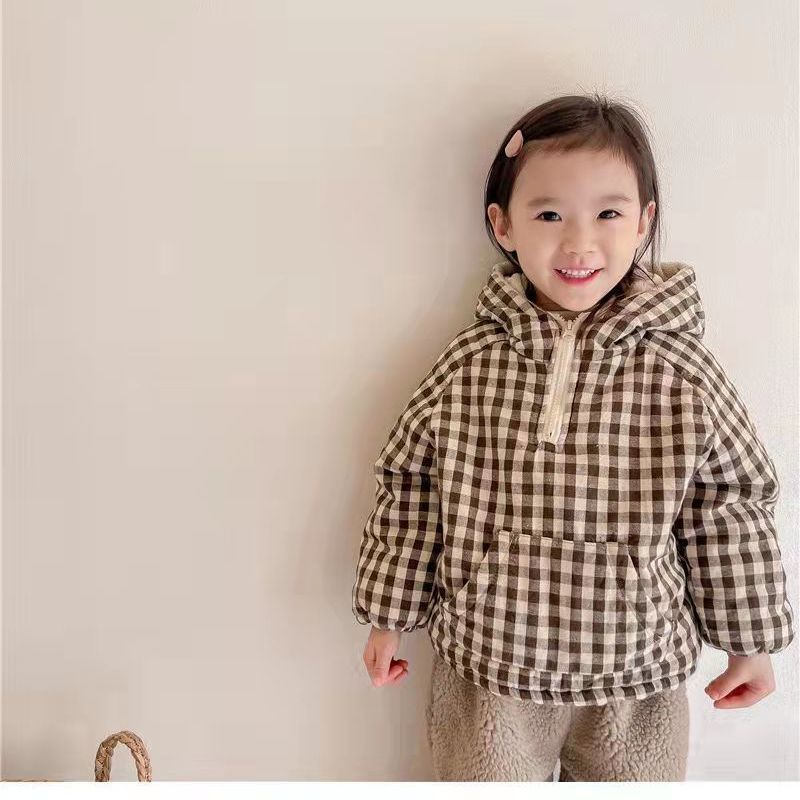 ファッションチェック柄キッズジャケット2026韓国風厚手コッ - Winter Clothing Baby Boy のレビューと価格