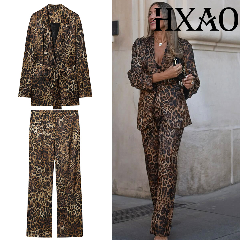 HXAO レオパード柄パンツスーツ 2ピースセット ヴィンテ - Winter Clothing Vintage のレビューと価格