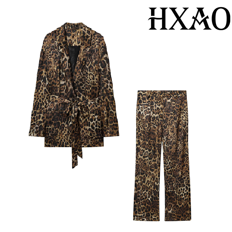 HXAO レオパード柄パンツスーツ 2ピースセット ヴィンテ - Winter Clothing Vintage のレビューと価格