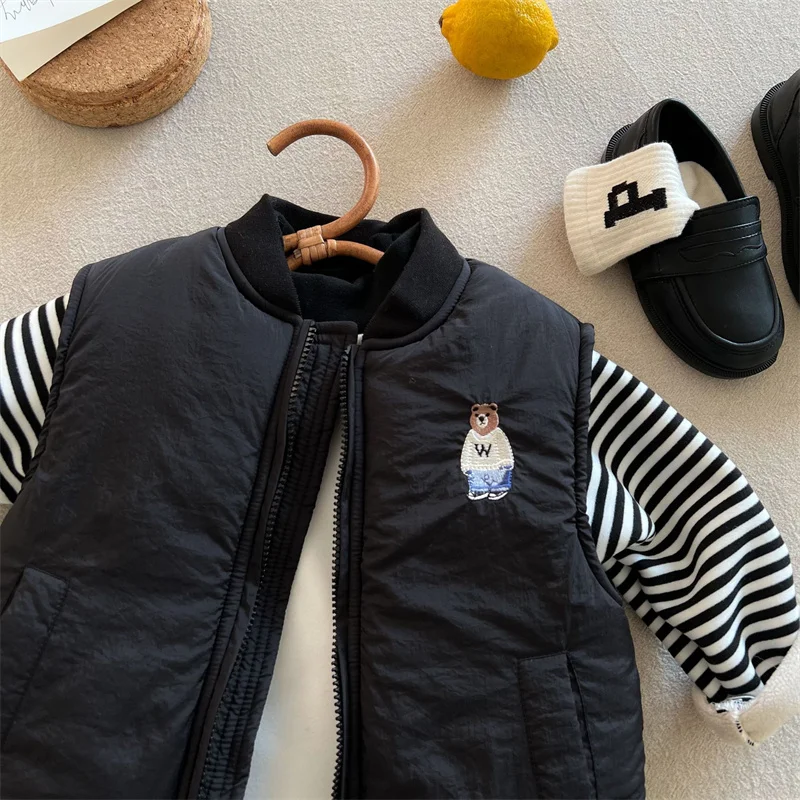 男の子と女の子のアウターウェア刺繍入りコットンベスト2024 - Winter Clothing Looks のレビューと価格