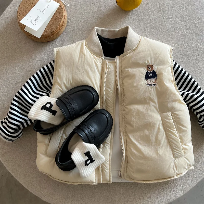 男の子と女の子のアウターウェア刺繍入りコットンベスト2024 - Winter Clothing Looks のレビューと価格