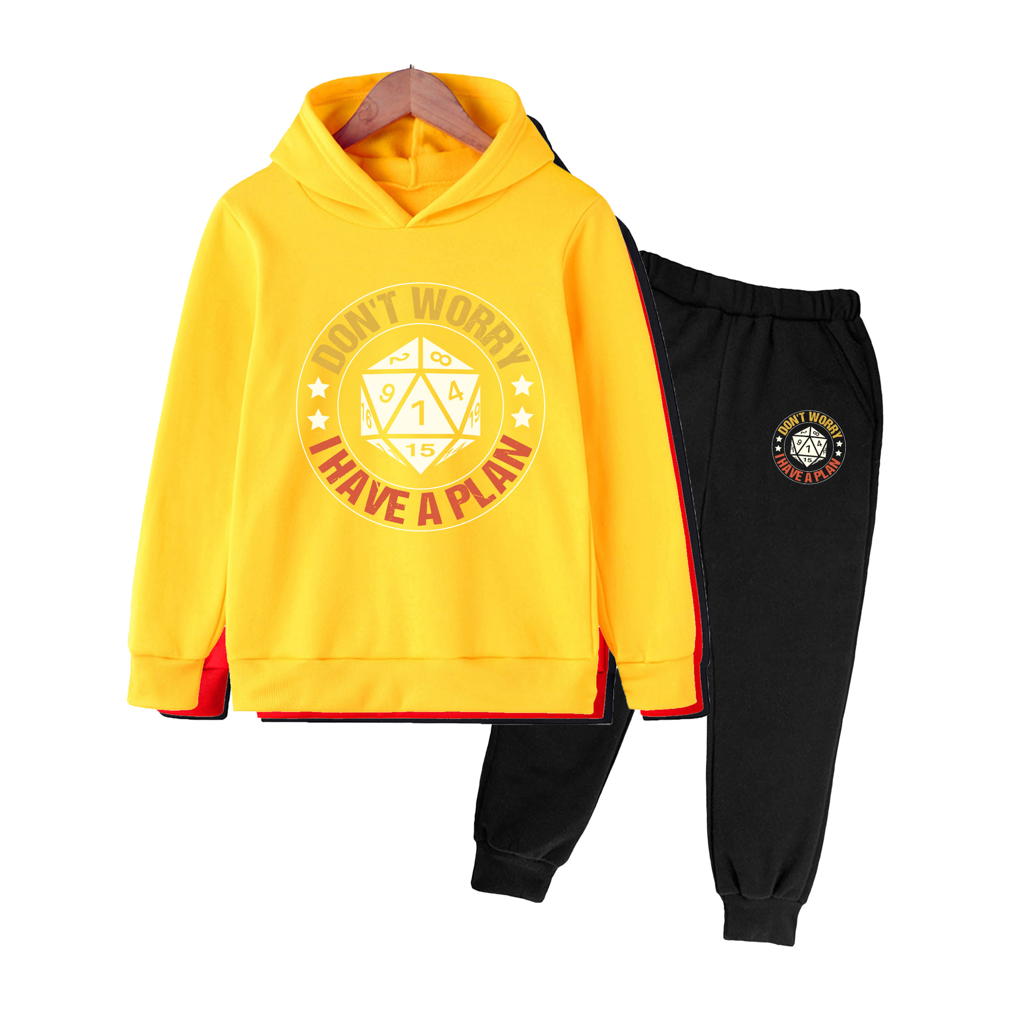 キッズ用フーディーとスウェットパンツセット、DNDダイスプリ - Winter Clothing Dnd のレビューと価格