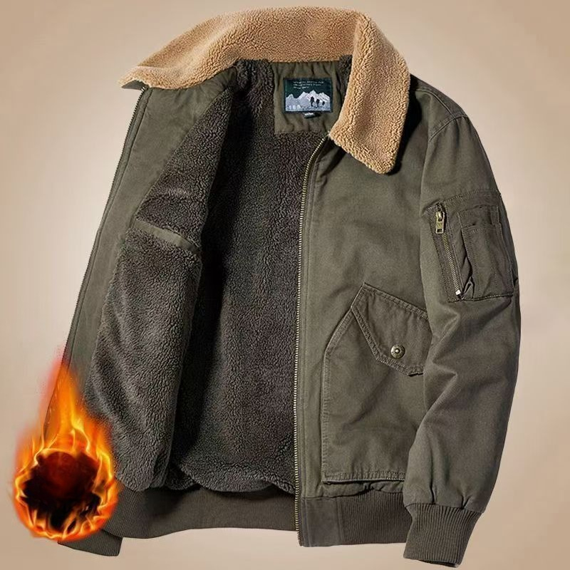 フリースミリタリージャケット男性暖かいコート厚いラムフリース - Quality Winter Clothing Bomber Jacket のレビューと価格