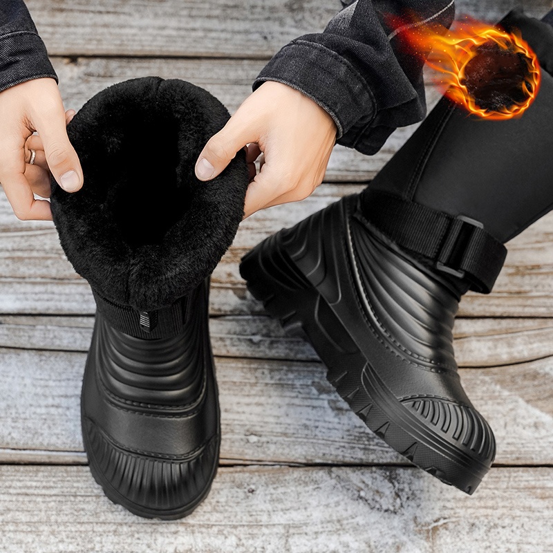 メンズ 秋冬用 新しいスノーブーツ、フリース裏地と厚手、防寒 - Winter Clothing Material のレビューと価格