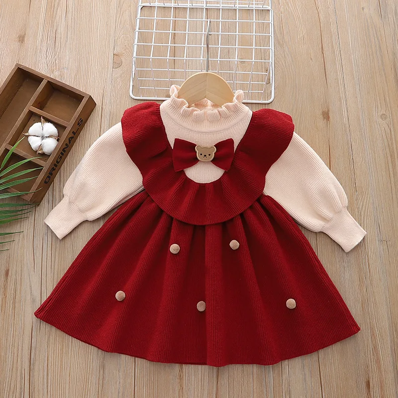 女の赤ちゃん服秋冬暖かい子供服ニット新年ドレス女の子のための - Winter Clothing Baby Girl のレビューと価格