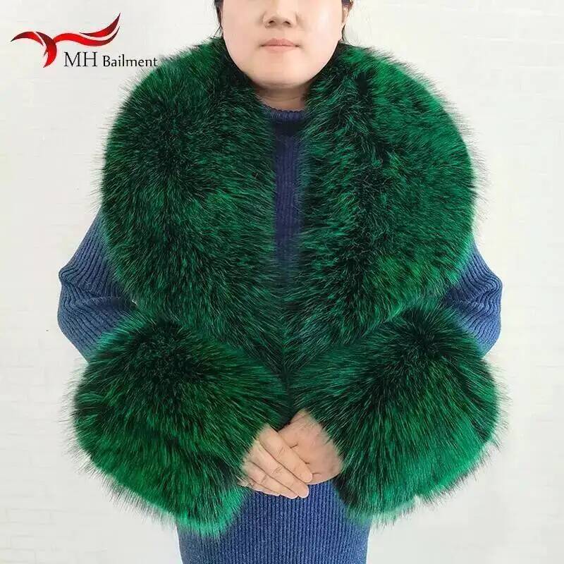 大きな女性用フェイクフォックスファースカーフ、冬用ジャケット - Winter Clothing Color のレビューと価格