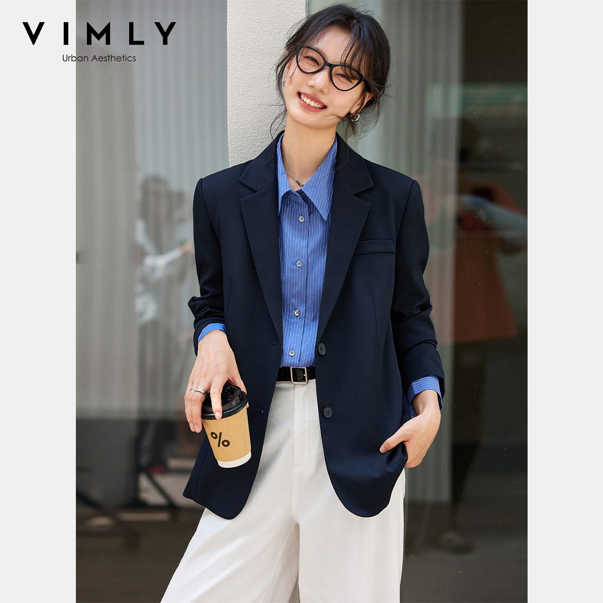 VIMLY レディース ネイビー ブルー ジャケット 秋 2 - Winter Clothing Trends 2026 のレビューと価格