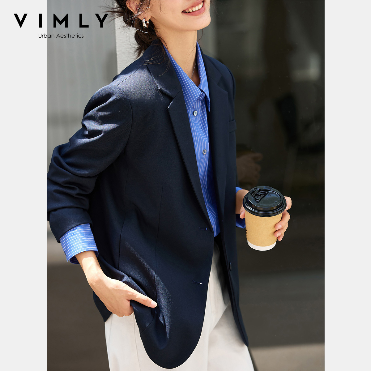 VIMLY レディース ネイビー ブルー ジャケット 秋 2 - Winter Clothing Trends 2026 のレビューと価格