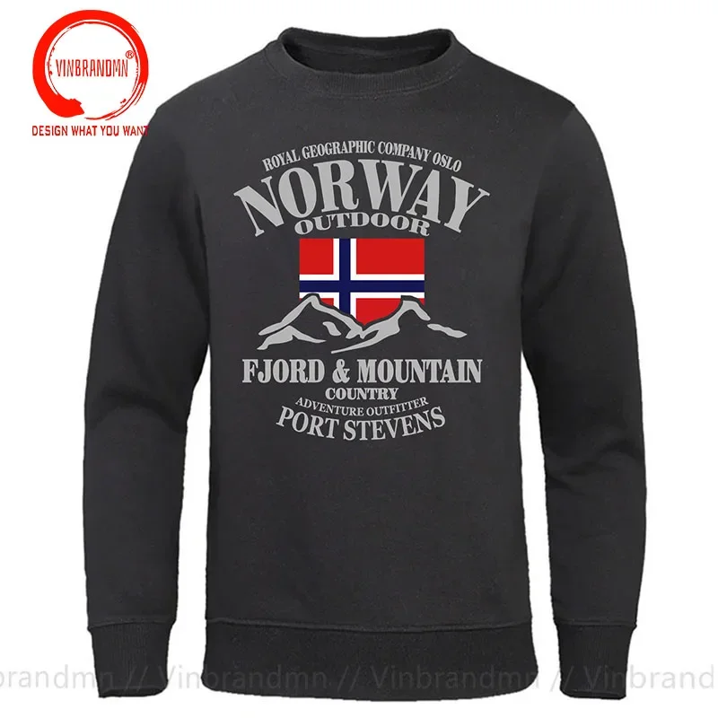 ノルウェーフィヨルドマウンテンプリントスウェットパーカー男性 - Winter Clothing Norway のレビューと価格