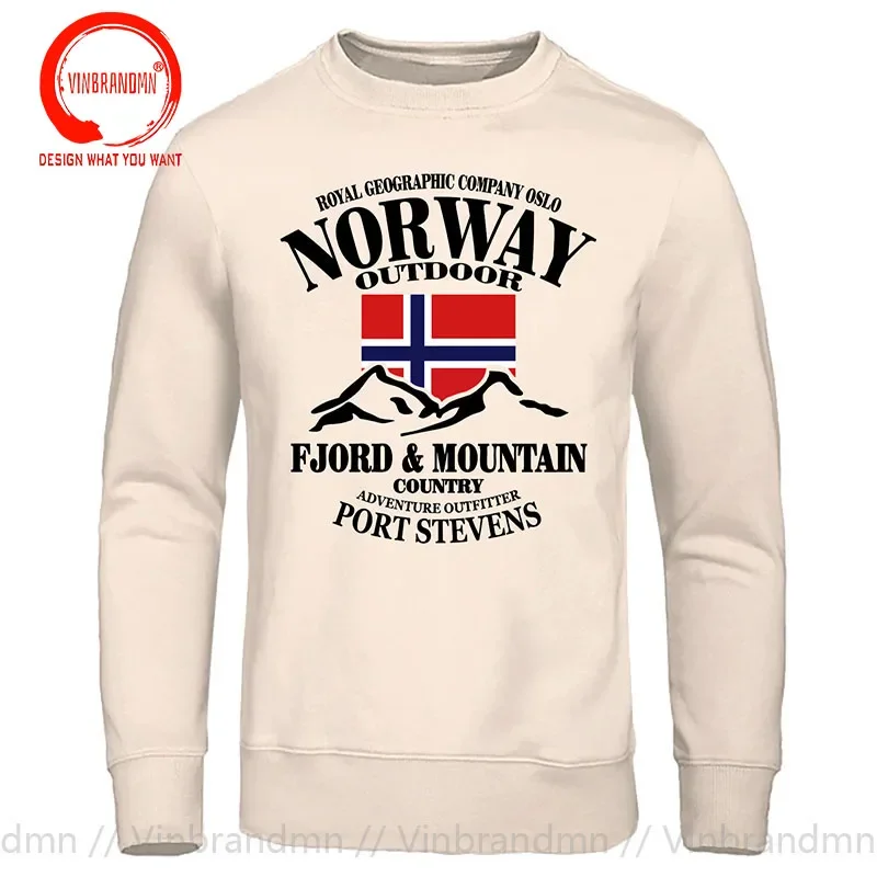 ノルウェーフィヨルドマウンテンプリントスウェットパーカー男性 - Winter Clothing Norway のレビューと価格