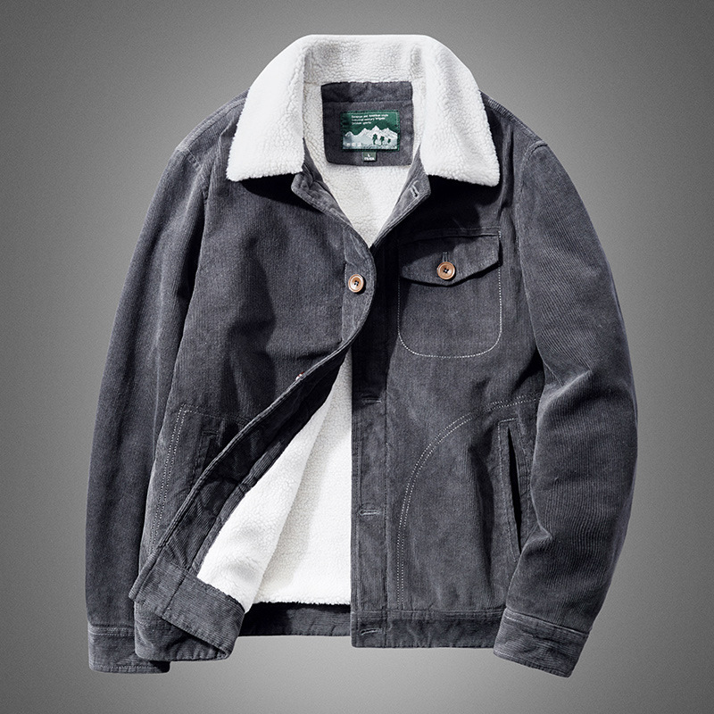 高品質暖かいコーデュロイワークウェアパーカージャケットメンズ - Quality Winter Clothing Bomber Jacket のレビューと価格