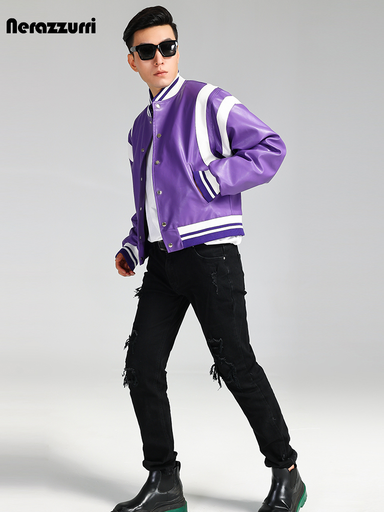 Nerazzurri-メンズPUレザーボンバー、野球ジャケッ - Quality Winter Clothing Bomber Jacket のレビューと価格