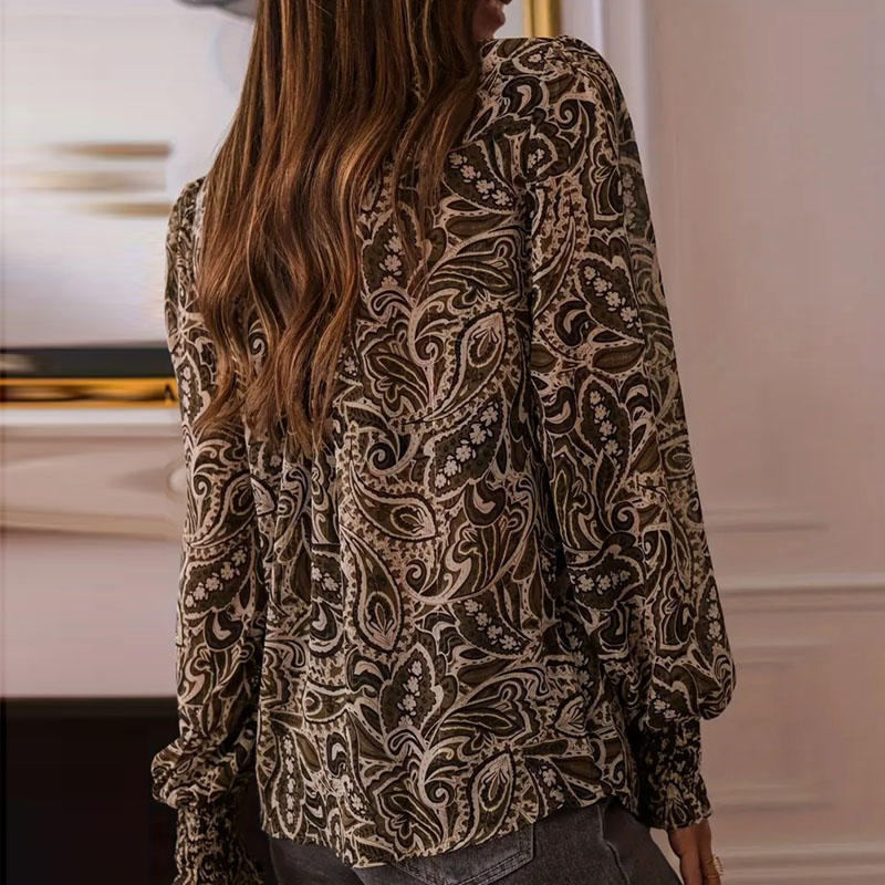 2025年ヴィンテージプリントルーズ女性服春ファッションVネ - Winter Clothing Vintage のレビューと価格