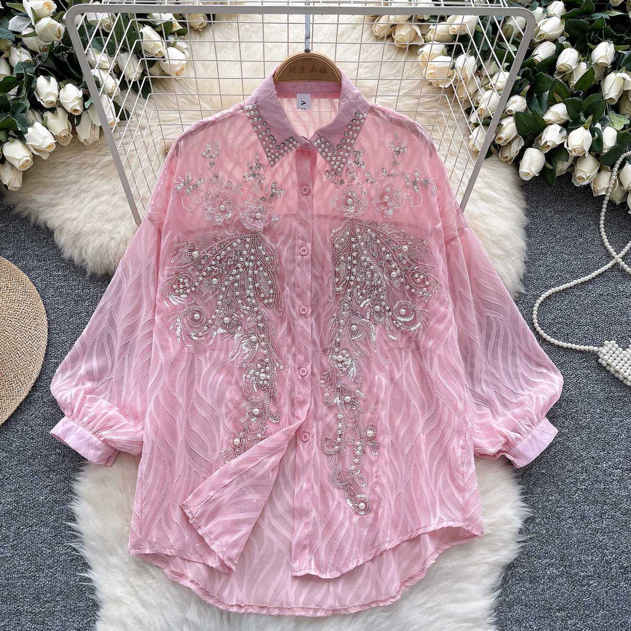 女性のための光沢のあるボタンシャツ,長袖トップ,韓国のファッ - Quality Winter Clothing のレビューと価格