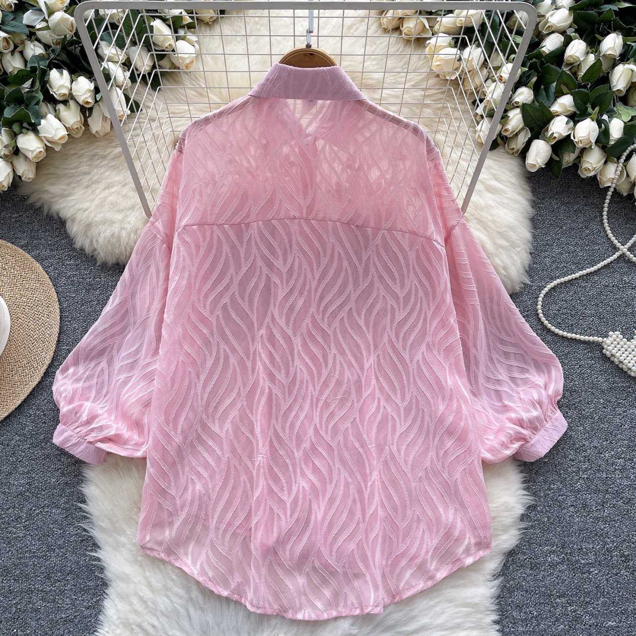 女性のための光沢のあるボタンシャツ,長袖トップ,韓国のファッ - Quality Winter Clothing のレビューと価格