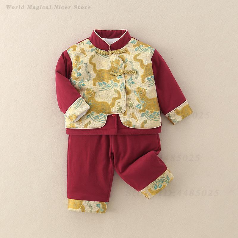 秋冬厚手の唐スーツ子供伝統的な中国衣装漢服長袖オリエンタル衣 - Winter Clothing Baby Boy のレビューと価格
