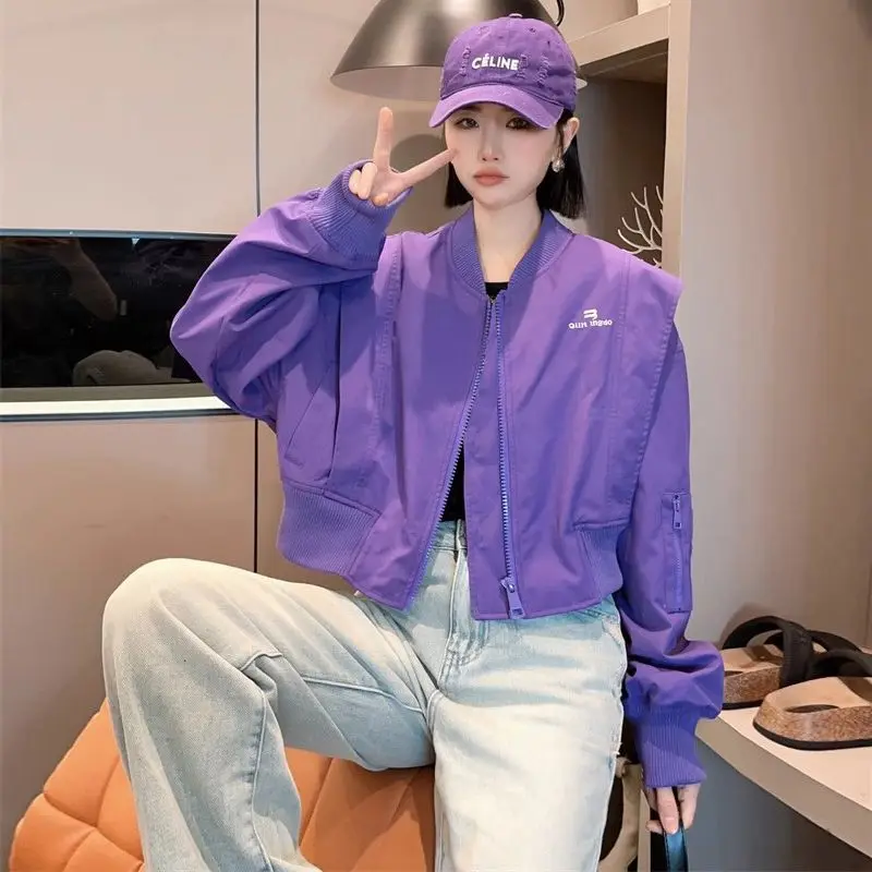女性の野球ボンバージャケット,アビエイターコート,ショート, - Quality Winter Clothing Bomber Jacket のレビューと価格