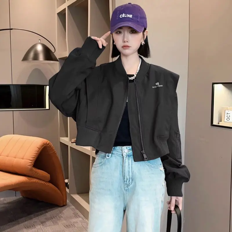 女性の野球ボンバージャケット,アビエイターコート,ショート, - Quality Winter Clothing Bomber Jacket のレビューと価格