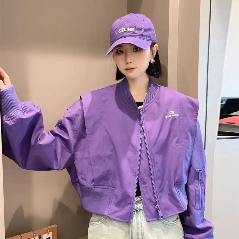 女性の野球ボンバージャケット,アビエイターコート,ショート, - Quality Winter Clothing Bomber Jacket のレビューと価格