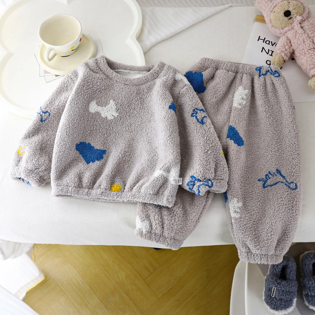 子供のための厚くて暖かいフリースのパジャマ,かわいい漫画の服 - Winter Clothing Baby Boy のレビューと価格