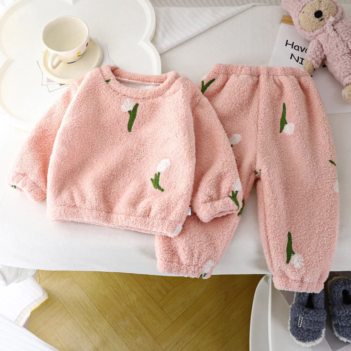 子供のための厚くて暖かいフリースのパジャマ,かわいい漫画の服 - Winter Clothing Baby Boy のレビューと価格