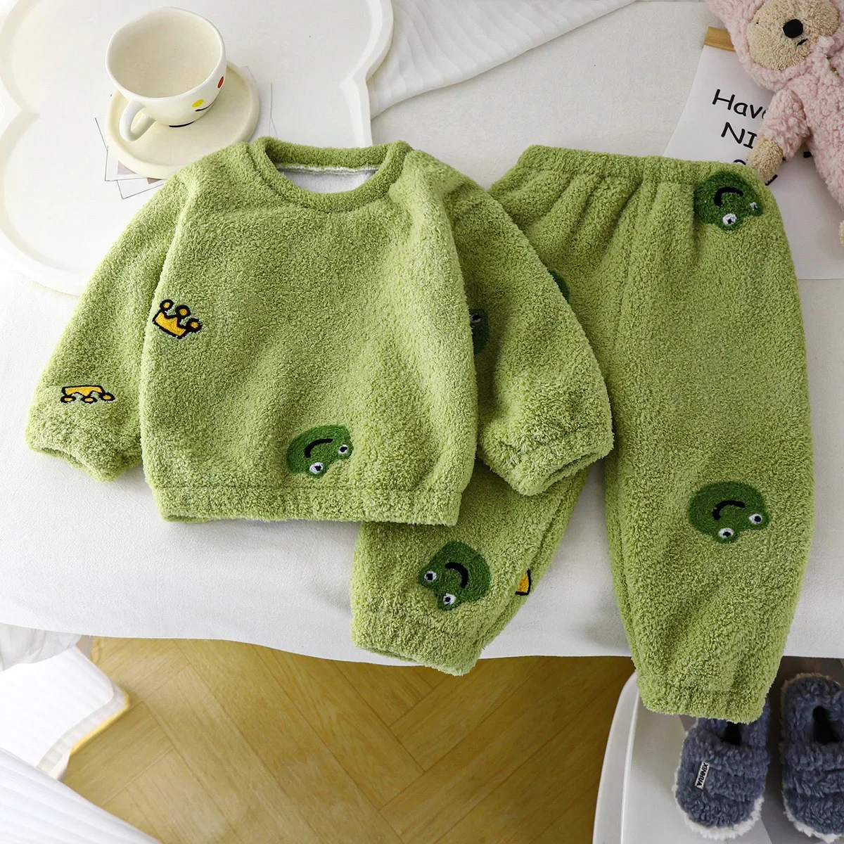 子供のための厚くて暖かいフリースのパジャマ,かわいい漫画の服 - Winter Clothing Baby Boy のレビューと価格