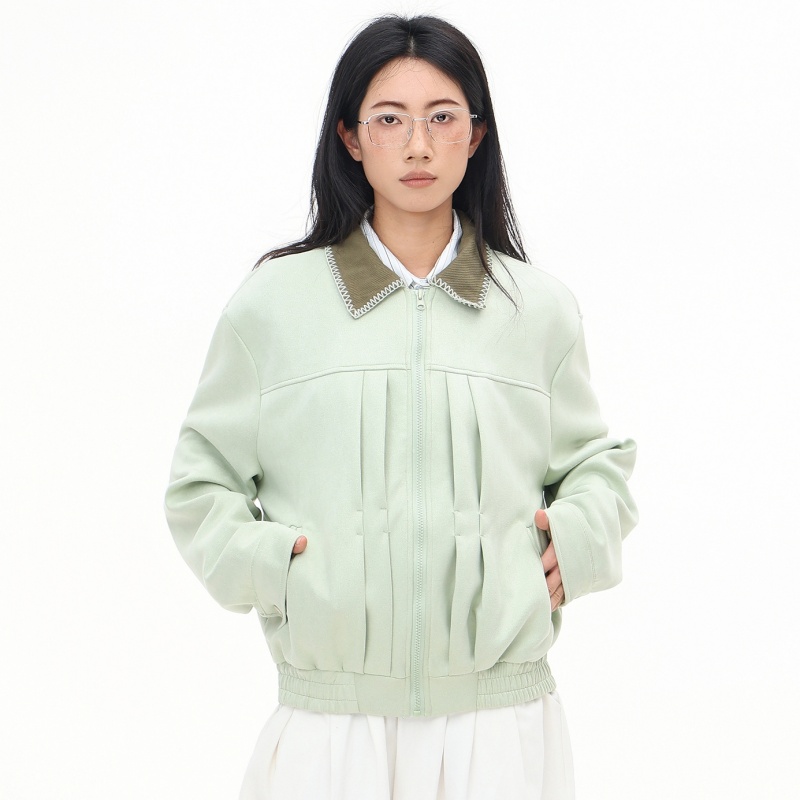 レディース秋ボンバージャケットグリーンラペル高品質アビエイタ - Quality Winter Clothing Bomber Jacket のレビューと価格
