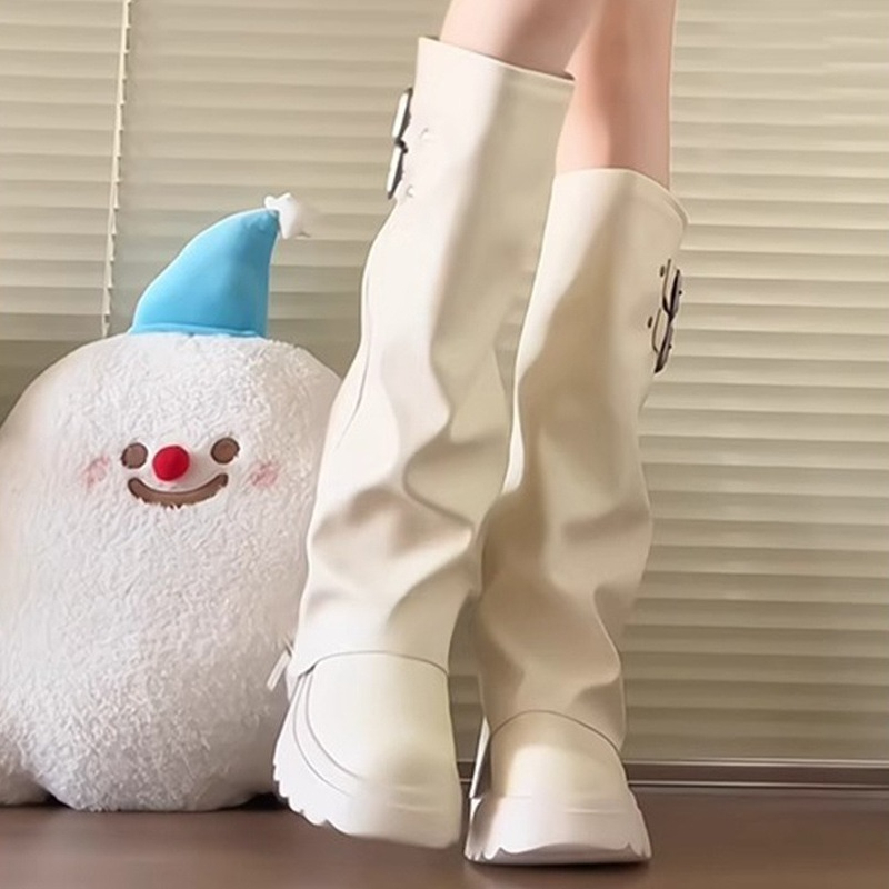 パンクスタイルスプライシング厚底女性ニーハイブーツファッショ - Winter Clothing Material のレビューと価格