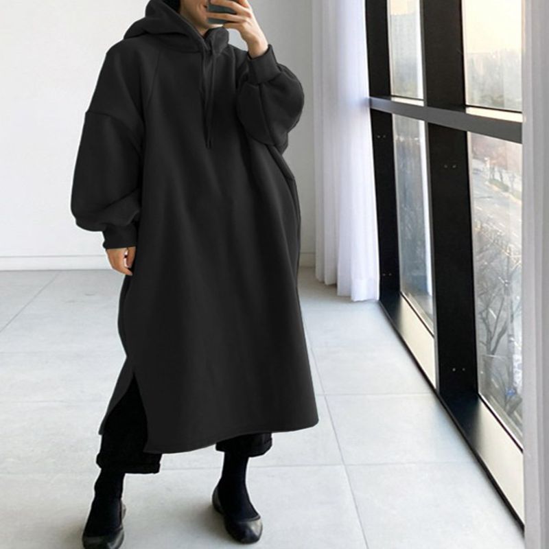 秋冬150KGレディースプラスサイズロングレジャーフード付き - Winter Clothing Color のレビューと価格